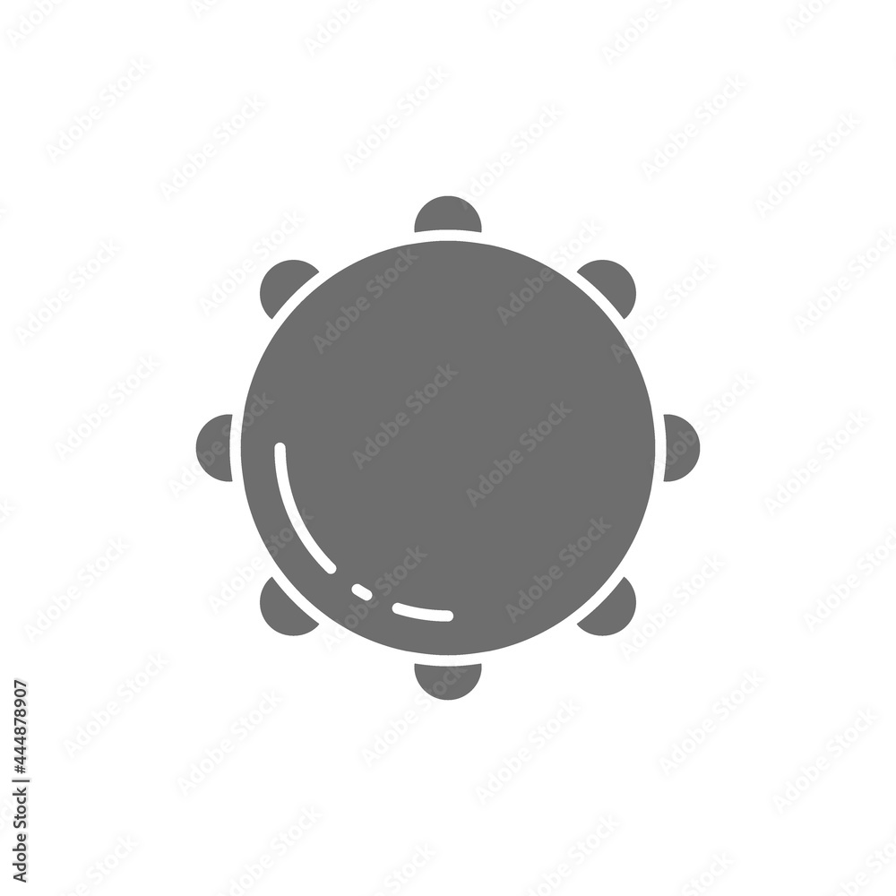 Fototapeta premium Tambourine, timbrel, percussion, musical instrument grey icon.
