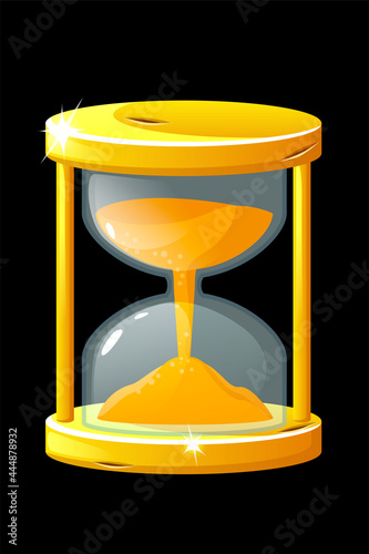 Golden old hourglass for measuring the time for game.