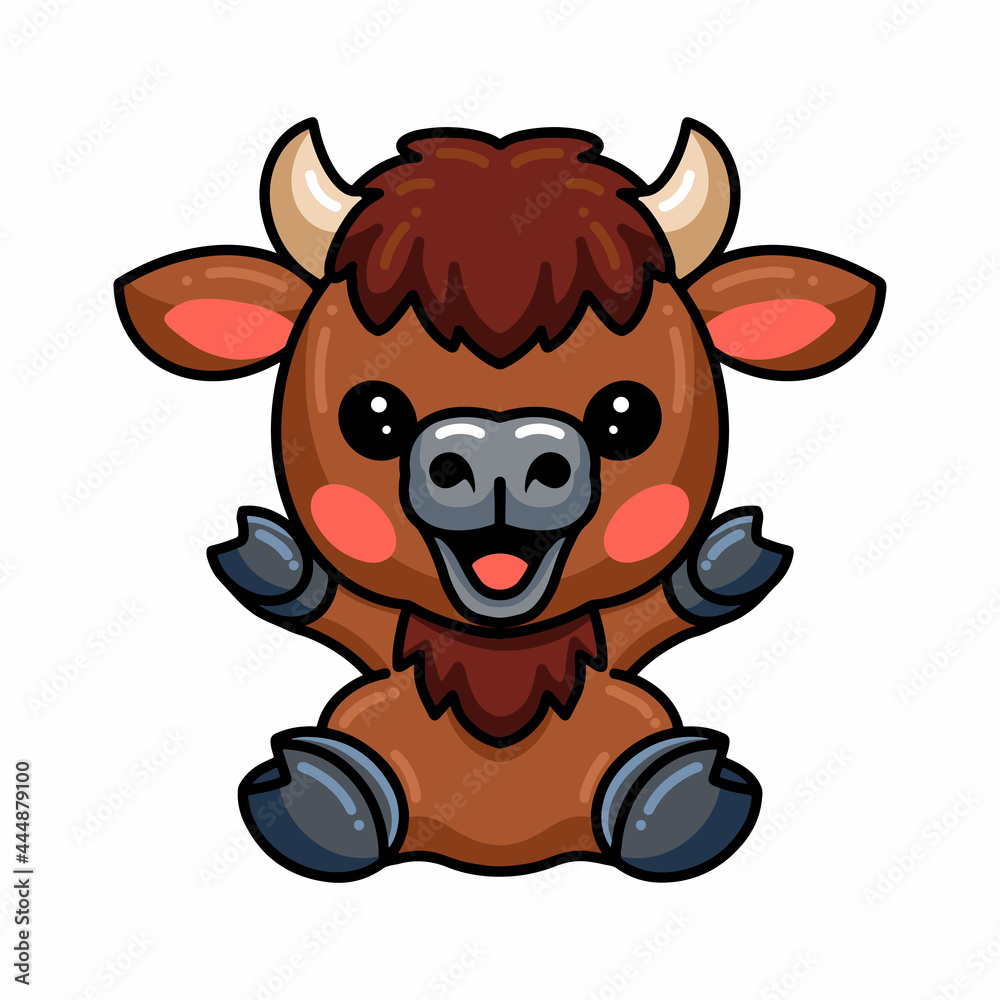Obraz premium Cute baby yak cartoon sitting