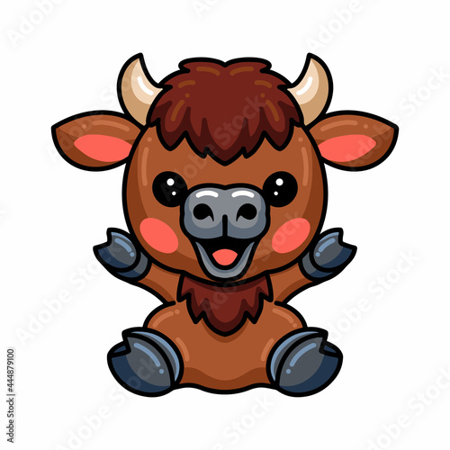 Cute baby yak cartoon sitting