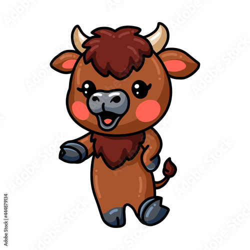 Cute baby yak cartoon presenting