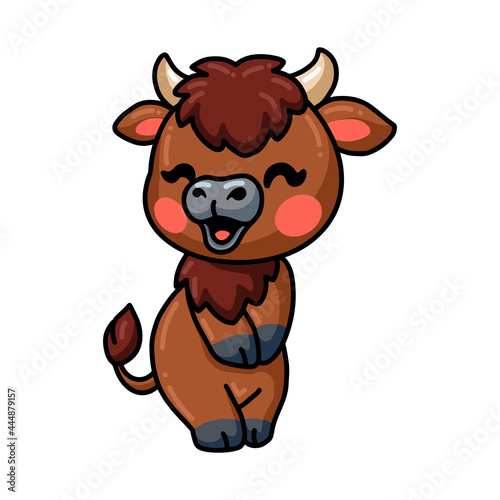 Cute baby yak cartoon posing