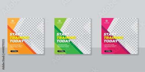 Gym and fitness social media post banner template
