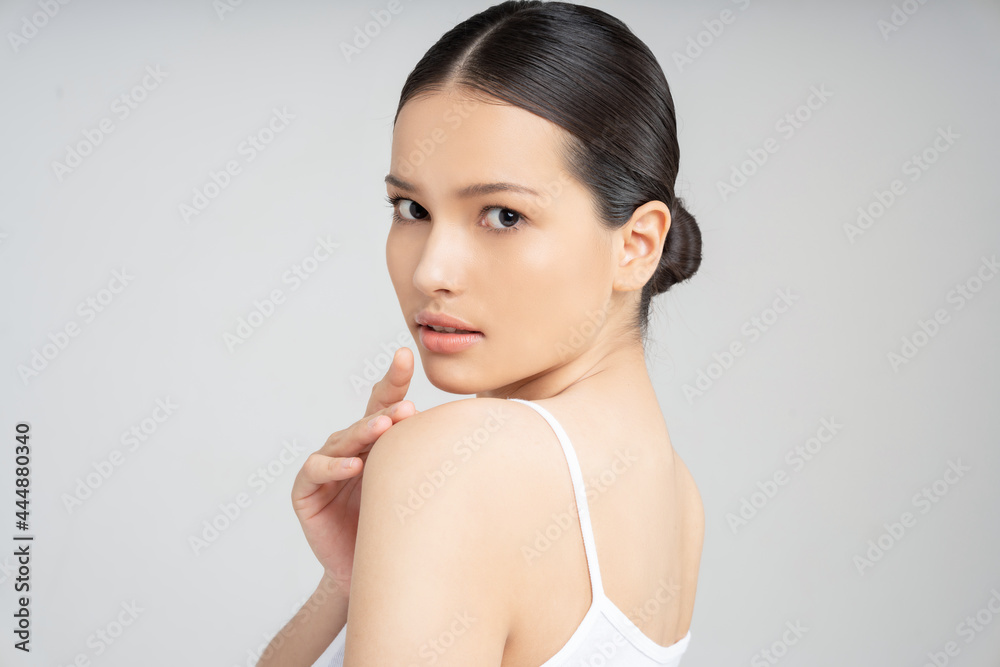 Beautiful woman asian face close up.She is smiling Beautiful woman asian face close up.She is smiling