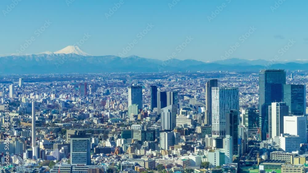 富士山と東京　タイムラプス　冬