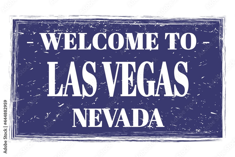 WELCOME TO LAS VEGAS - NEVADA, words written on blue stamp