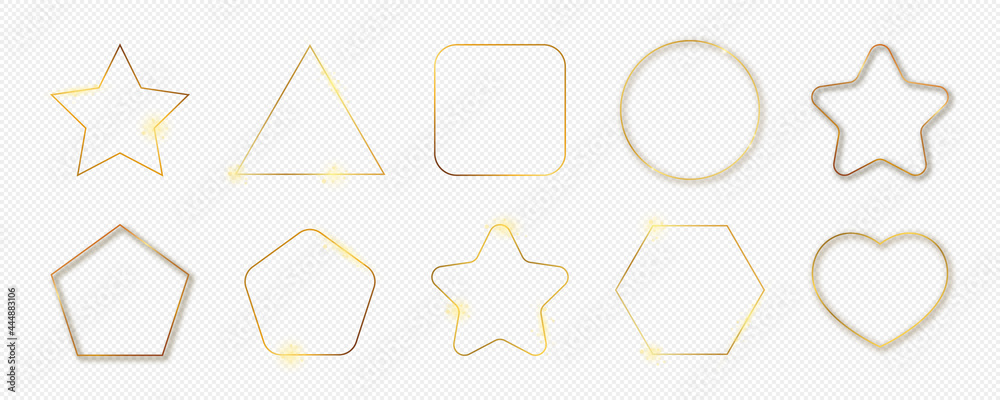 Gold glowing different geometric shape frame Gold glowing different geometric shape frame