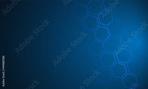 Abstract background with geometric shapes and hexagon pattern. Vector illustration for medicine, technology blue vector design