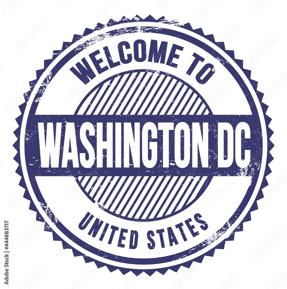 Obraz premium WELCOME TO WASHINGTON DC - UNITED STATES, words written on blue stamp