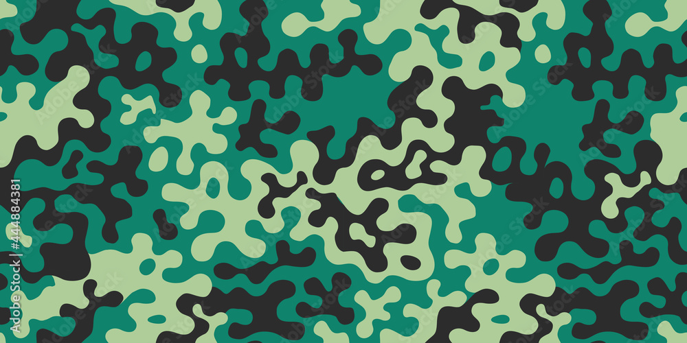 Military emerald green camouflage, war repeats texture, seamless vector ...