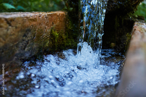 clear water flows in a small spring photo