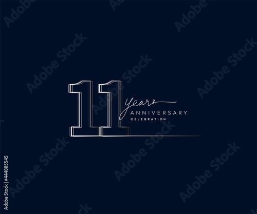 11th years anniversary celebration logotype with linked number. Simple and modern design, vector design for anniversary celebration.