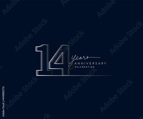 14th years anniversary celebration logotype with linked number. Simple and modern design, vector design for anniversary celebration.