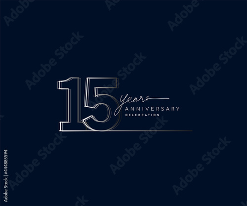 15th years anniversary celebration logotype with linked number. Simple and modern design, vector design for anniversary celebration.