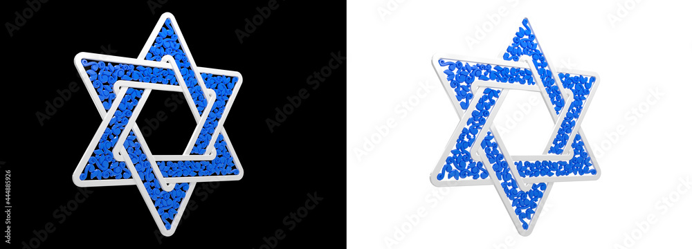 blue decorative tracery star of david isolated - object 3D rendering blue decorative tracery star of david isolated - object 3D rendering
