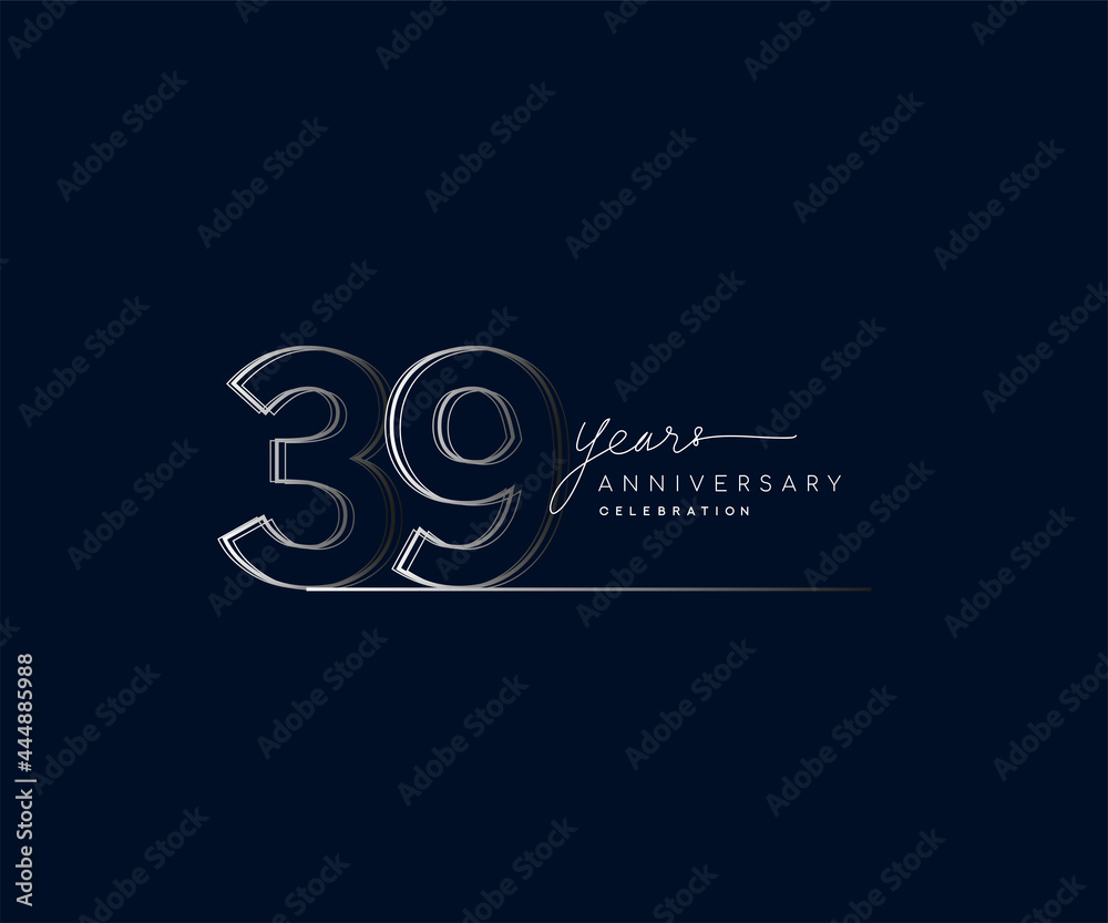 39th years anniversary celebration logotype with linked number. Simple and modern design, vector design for anniversary celebration.