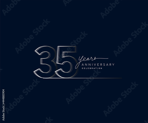 35th years anniversary celebration logotype with linked number. Simple and modern design, vector design for anniversary celebration. photo