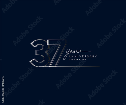 37th years anniversary celebration logotype with linked number. Simple and modern design, vector design for anniversary celebration.