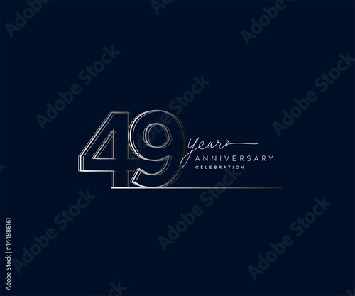 49th years anniversary celebration logotype with linked number. Simple and modern design, vector design for anniversary celebration.