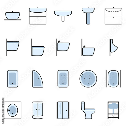 collection of colored vector linear icons of plumbing