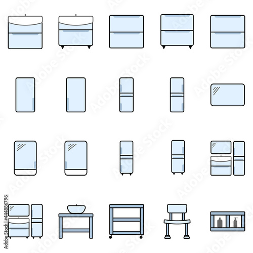 collection of bathroom furniture icons, vector