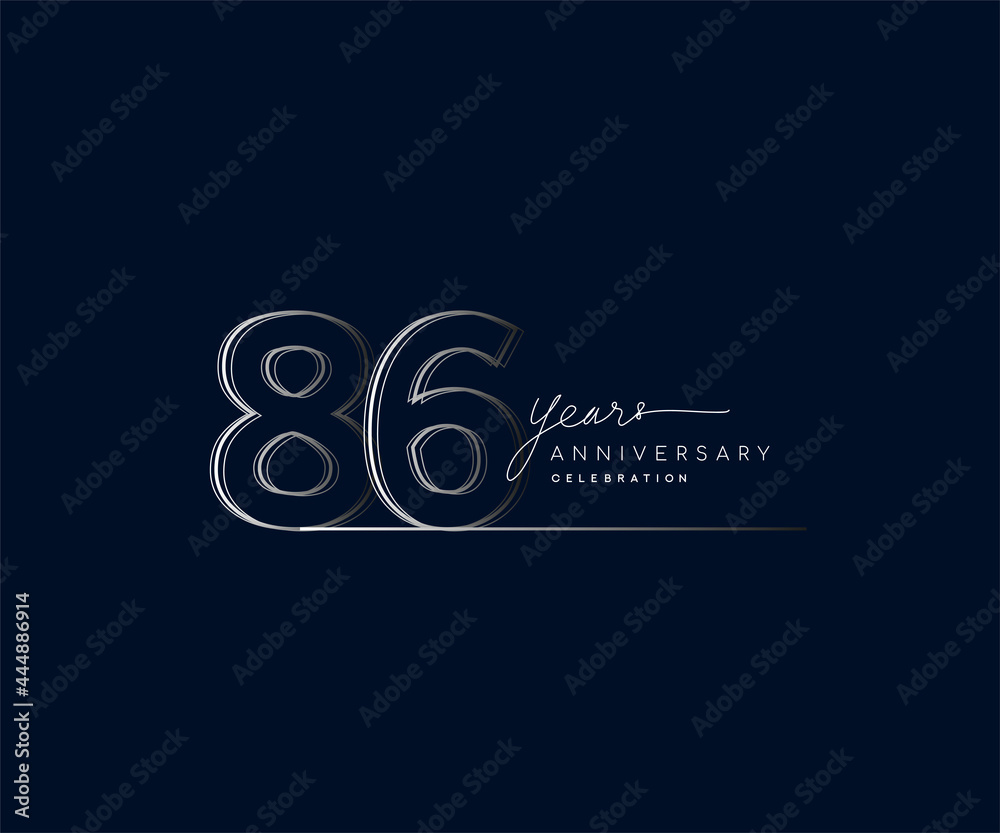 86th years anniversary celebration logotype with linked number. Simple and modern design, vector design for anniversary celebration.