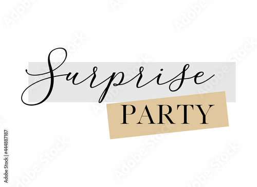 Surprise party vector calligraphic design on white background