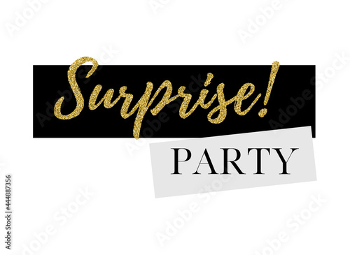 Surprise party vector calligraphic design on white background