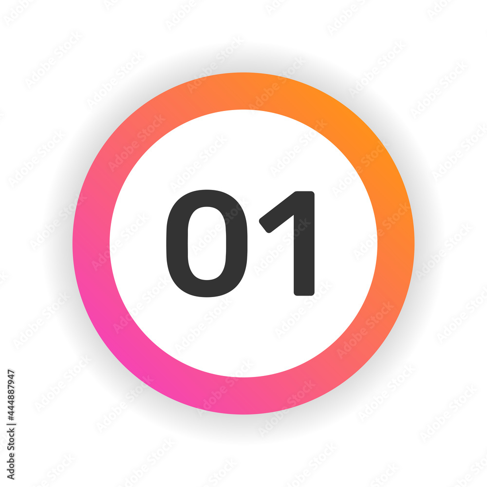 One, number 1 icon, circular button vector sign. One, number 1 icon, circular button vector sign.