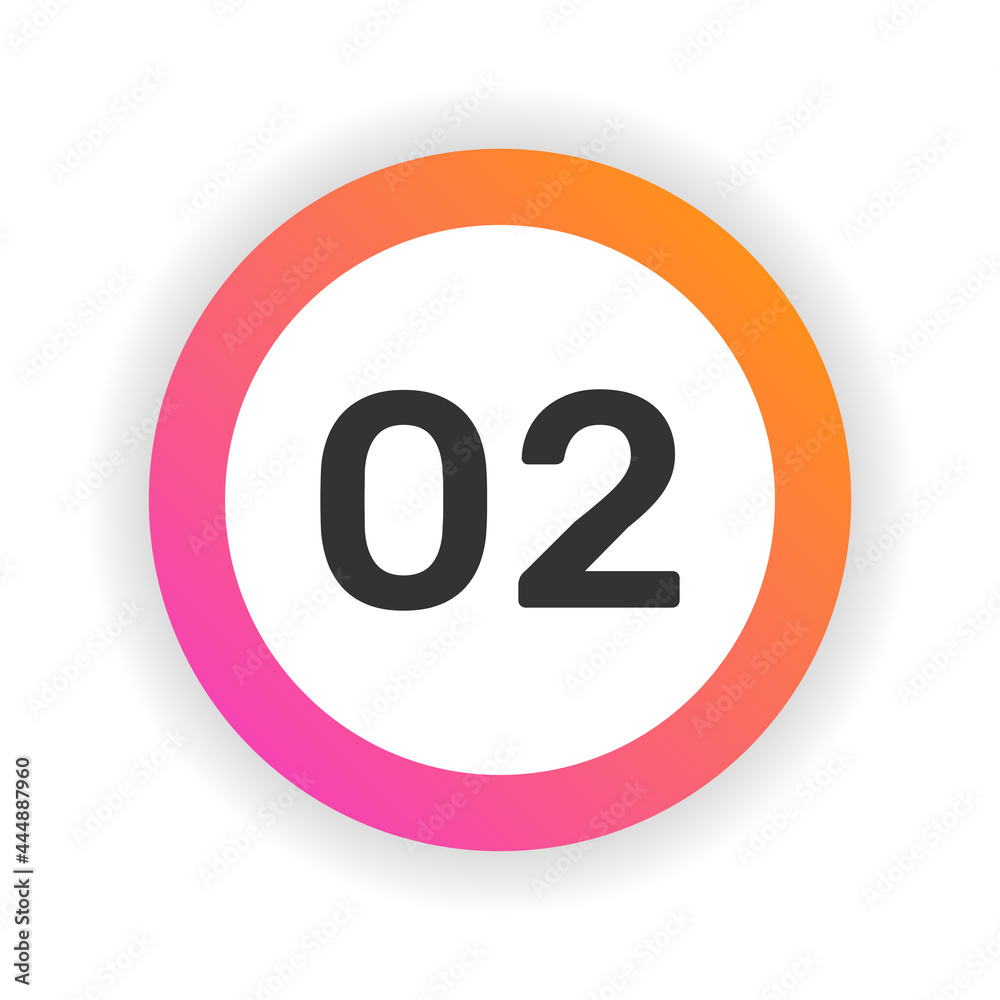 Number 2 icon. Circle button vector flat design with number two.
Number 2 icon. Circle button vector flat design with number two.