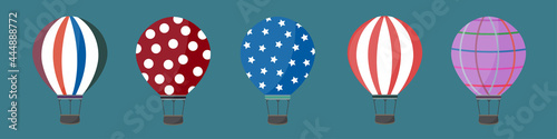 hot air balloon icons set. vector illustration