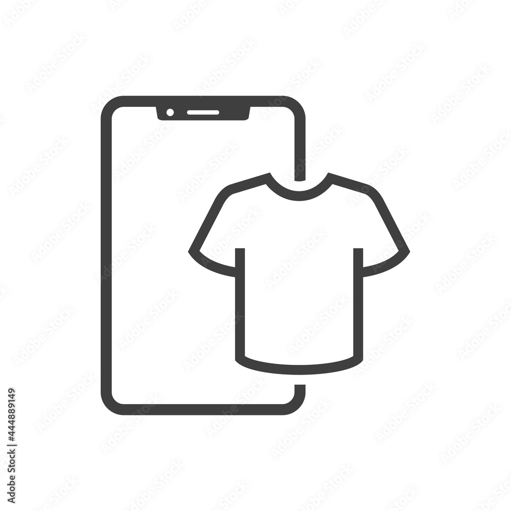 Icono smartphone con camiseta con lineas en color gris Icono smartphone con camiseta con lineas en color gris