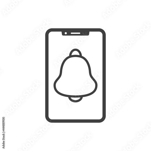 Icono smartphone con campana con lineas en color gris