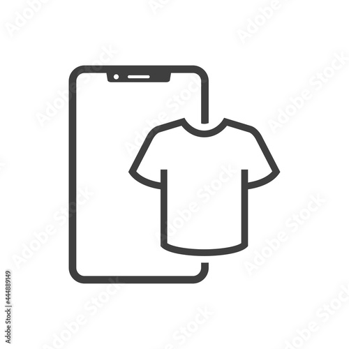 Icono smartphone con camiseta con lineas en color gris