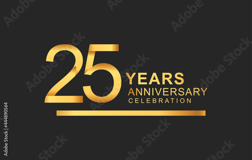25th years anniversary logotype with under line golden color for anniversary celebration