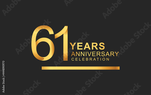 61st years anniversary logotype with under line golden color for anniversary celebration