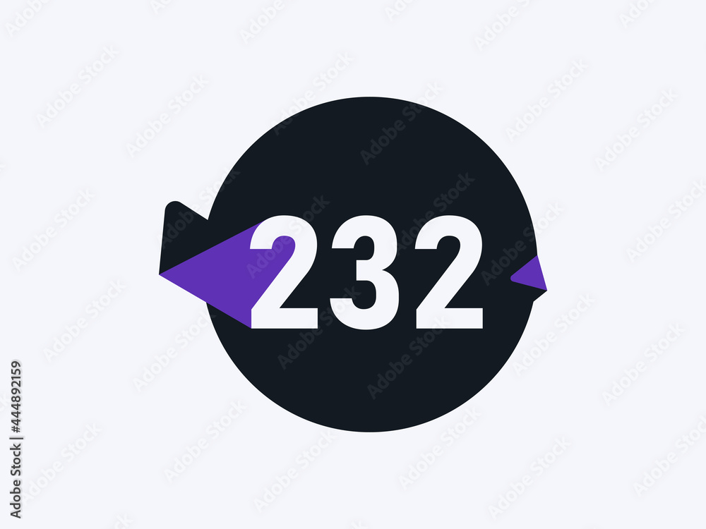 Number 232 logo icon design vector image Number 232 logo icon design vector image