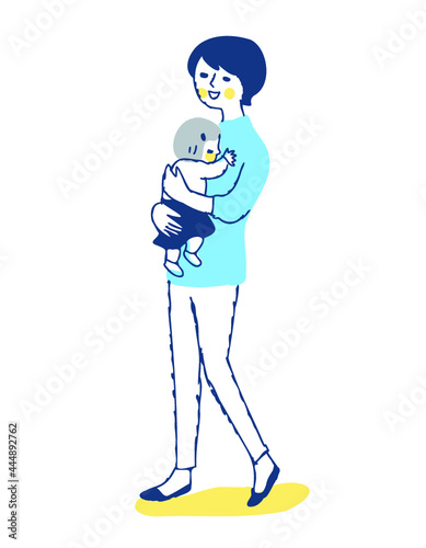 女の子を抱っこしている若いママ