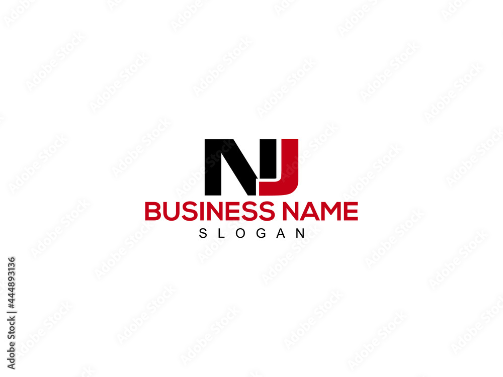 Plakat Letter NJ Logo, Creative nj Logo Icon Vector Image Design For Company or Business