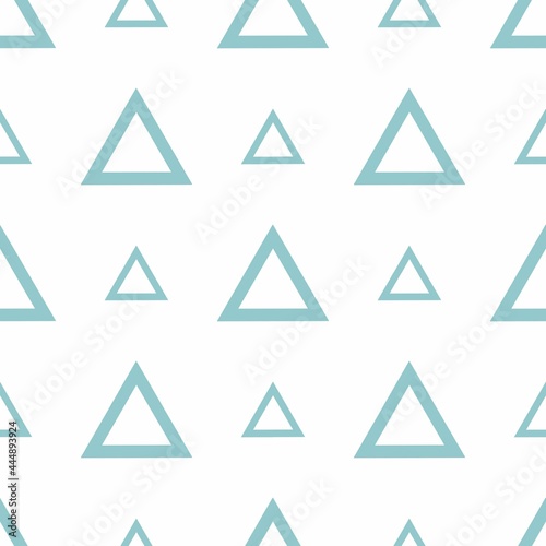 Raster geometric pattern. Ornament of blue triangles. Template for textiles, scrapbooking.
