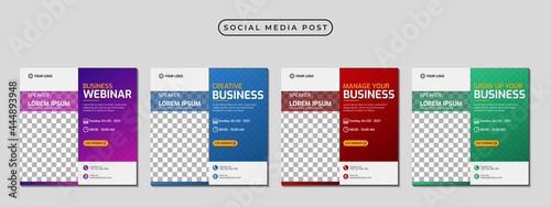 Collection of social media post banner template design. Perfect for business webinar, marketing webinar, online class program, etc