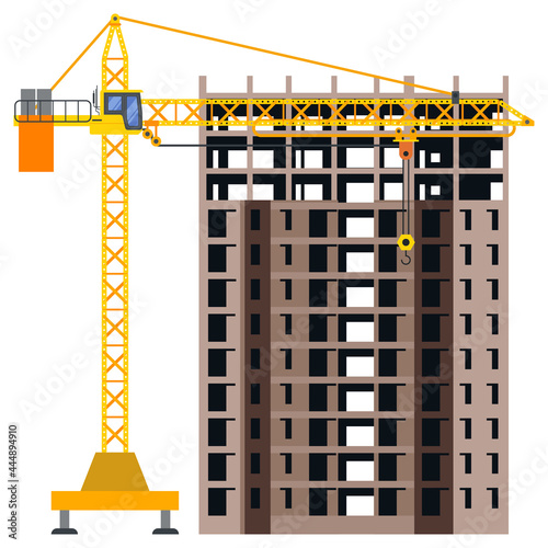 Construction building tower crane illustration