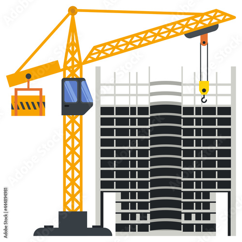 Construction building tower crane illustration
