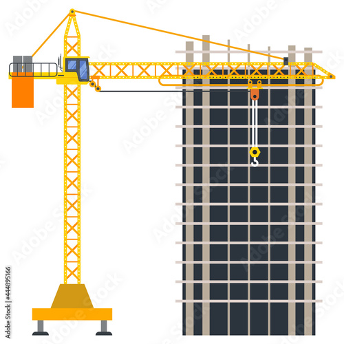 Construction building tower crane illustration
