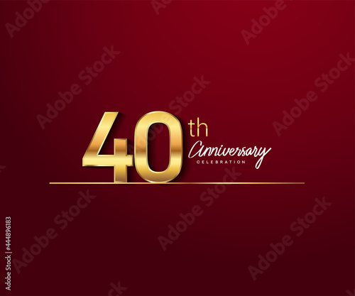 40th anniversary logotype with golden color and underline design isolated on red color. vector anniversary for celebration, invitation card, and greeting card