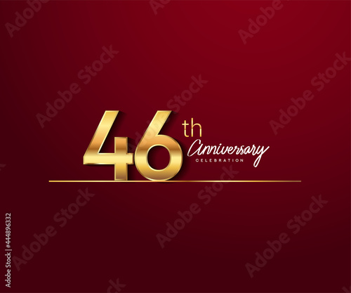 46th anniversary logotype with golden color and underline design isolated on red color. vector anniversary for celebration, invitation card, and greeting card