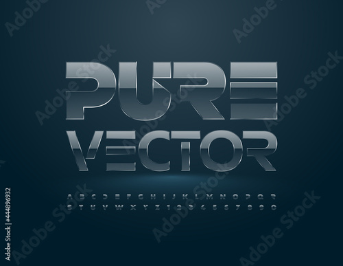 Vector Pure Font. Glass shiny Alphabet. Transparent Letters and Numbers set