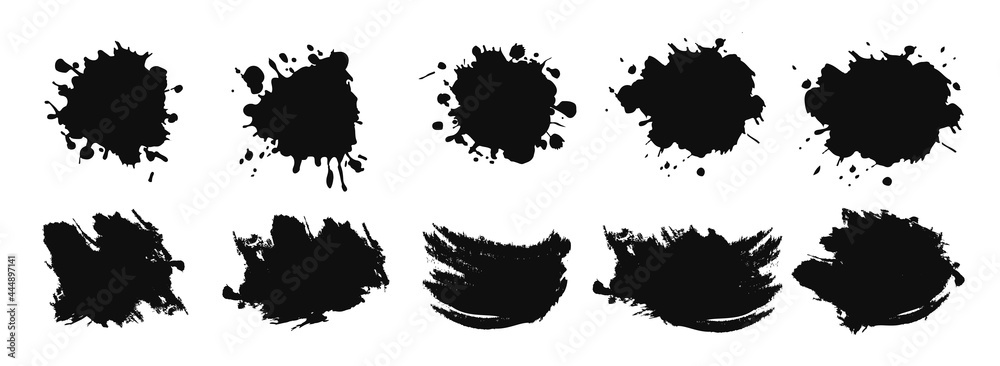Dirty texture elements, quote box speech template. Black splashes isolated. Paint grunge for posters, flyers, cards, banners. Vector brush stroke, brush, line or texture for Instagram highlights. Dirty texture elements, quote box speech template. Black splashes isolated. Paint grunge for posters, flyers, cards, banners. Vector brush stroke, brush, line or texture for Instagram highlights.