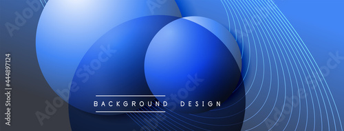 Gradient circles with shadows. Vector techno abstract background. Modern overlapping forms wallpaper background, design template