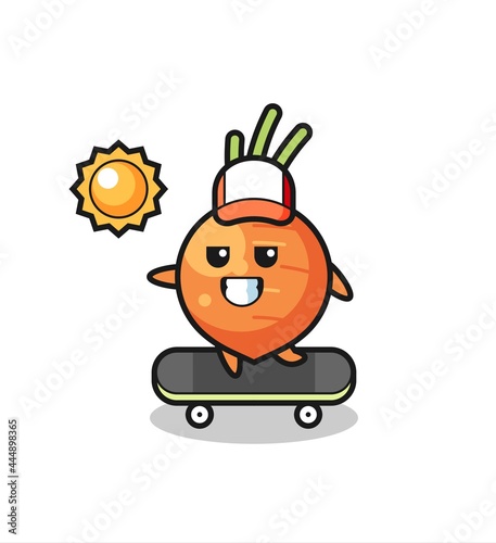 carrot character illustration ride a skateboard